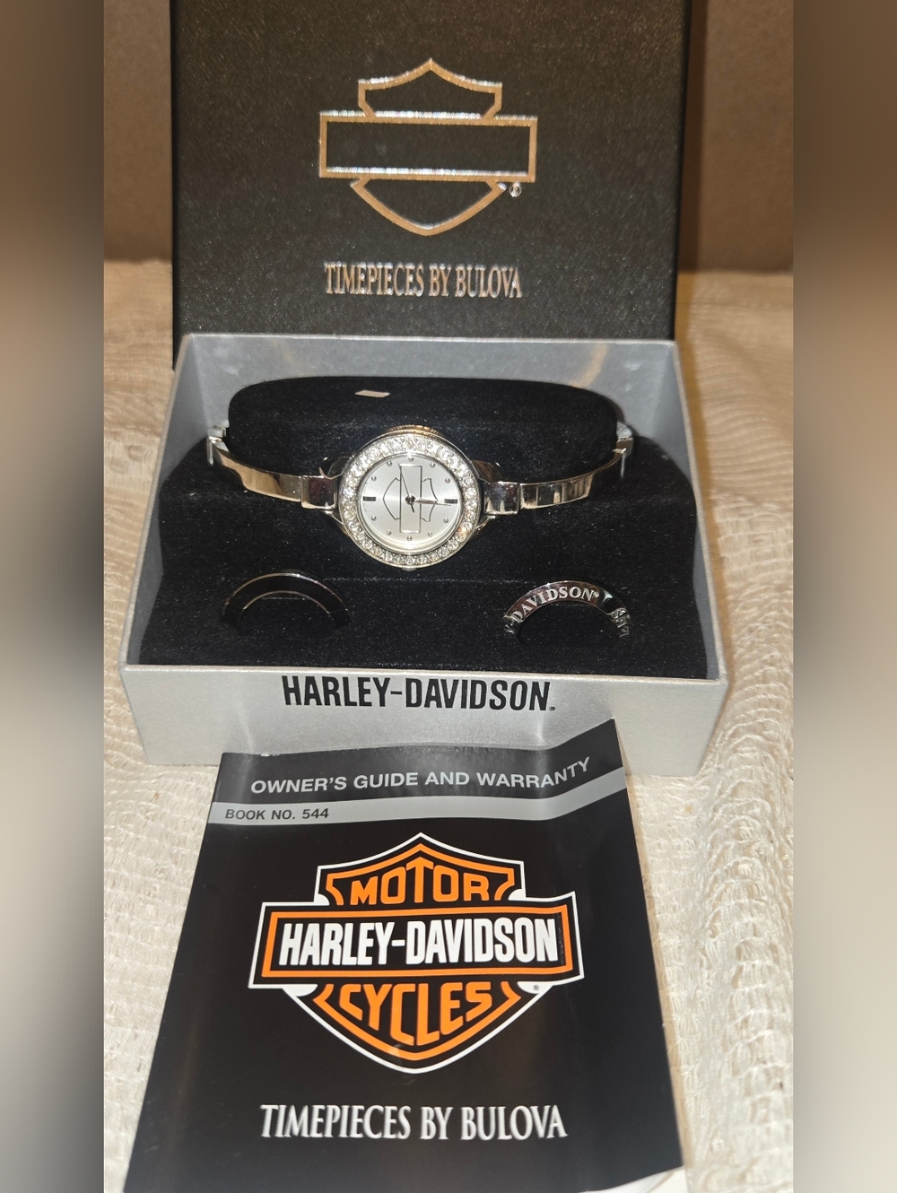 Women's Harley-Davidson Bulova Stainless Steel Watch w/ 3 Bezels (2008) - Picture 4 of 13